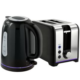 DERIAN Toaster and Kettle Set Polished Simple Style - Black