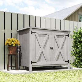 ORVANE Garden Shed Wooden Outdoor Storage Shed with Shelf - Grey
