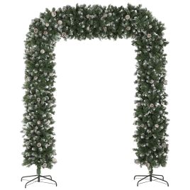 MELIX Christmas Tree Arch Plastic Snow Frosted Artificial Metal Stand 1800 Tips - Green