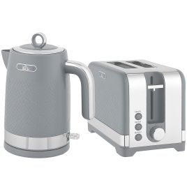 DENLOR Kettle and Toaster Set Sleek Textured Style - Grey