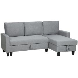DRENTHALE Linen 3 Seater Storage Sofabed - Grey