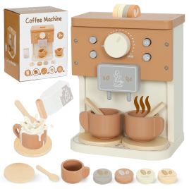 VARCREST Kids Wooden Coffee Machine Toy Kitchen Accessories - Brown