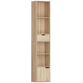 DRAXMERE 6-Tier Bookcase with 1 Drawer and Door - Light Oak