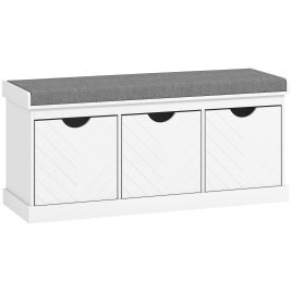 KETTLEBY Shoe Bench with Seat and 3 Drawers - White