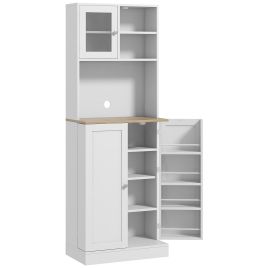 SANDLETON Two Part Kitchen Storage Cabinet - White