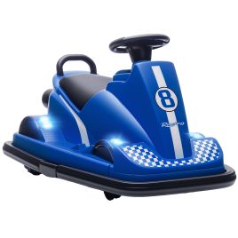 BAMPTON Kids Electric Bumper Car with 360 Degree Spin, LED Lights and Music, Ages 3 to 8 - Blue