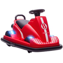 BAMPTON Kids Electric Bumper Car with 360 Degree Spin, LED Lights and Music, Ages 3 to 8 - Red