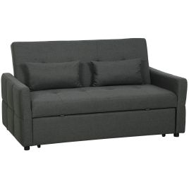 SOUTHLEY 2 Seater Sofa Bed Three Way Convertible - Charcoal Grey