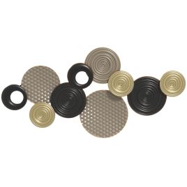 BECKWELL Modern Metal Disc Wall Art Decor - Black