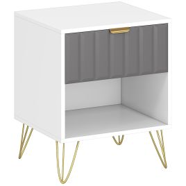 JARROWEN Modern Bedside Table with Drawer and Open Shelf - White