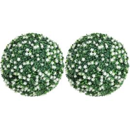 Artificial Boxwood Ball Plants Set of 2 - White