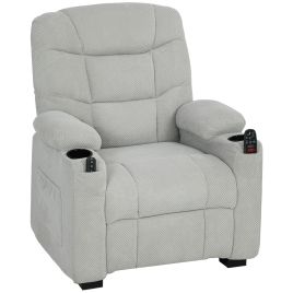 Electric Massage Recliner Armchair with Heat and USB - Grey