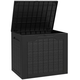 WILCOTT 93L Plastic Garden Storage Box Waterproof - Black