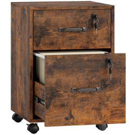 MARTON Rolling File Cabinet with 2 Drawers - Rustic Brown