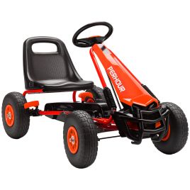 SORYNTH Kids Pedal Go Kart with Adjustable Seat, EVA Tyres, Clutch and Brake, Ages 3 to 8 - Red