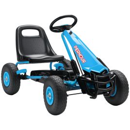 SORYNTH Kids Pedal Go Kart with Adjustable Seat, EVA Tyres, Clutch and Brake, Ages 3 to 8 - Blue