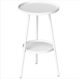 SERARA Metal 2 Tier Garden Table - White