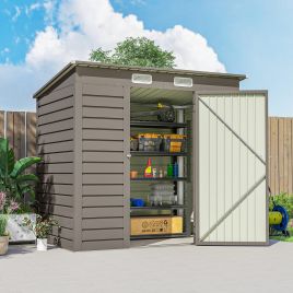 SERVIA Steel Metal Garden Shed - Light Grey