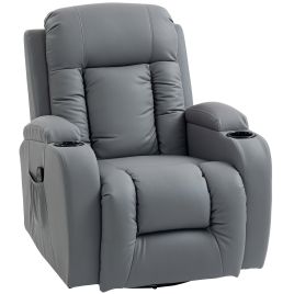 AURENA PU Leather Massage Recliner Chair - Grey