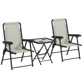 SERELI Fabric 3 Piece Garden Bistro Set - Cream