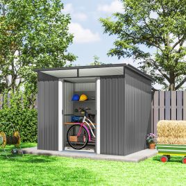 BELARI Steel Metal Garden Shed - Light Grey