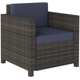 MONVIA Rattan Rattan Garden Armchair - Navy Blue