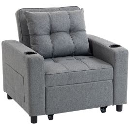 NOVORE Wooden Single Sofa Bed - Dark Grey