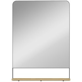 ALDCREST Wooden Wall Mirror with Shelf - Black 50cm