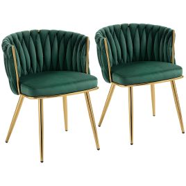 ALDFORD Velvet Dining Chair Set - Dark Green