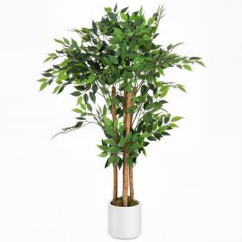 RAVYOR Plastic Artificial Ficus Tree - Green, 50cm