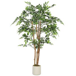RAVYOR Plastic Artificial Ficus Tree - Green, 55cm