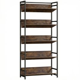 Dormont Rustic Brown Steel 5 Tier Bookcase - 80cm