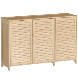 Ashmore Natural Bamboo Shoe Cabinet with Louvered Doors - Large-sized, Wide - 120cm