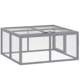 Asheth Grey Pine Wood Rabbit Hutch - 105cm