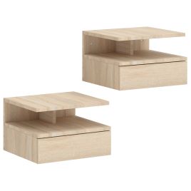 Quabyrn Oak Bedside Table Set of 2 - 35cm