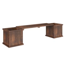 Ivelyne Carbonised Fir Wood Garden Planter and Bench - 38cm