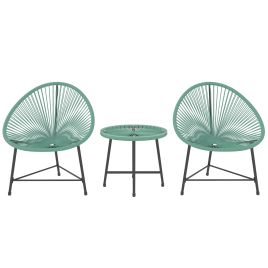 Marmont Green PE Rattan 3 Pieces Garden Furniture Set - 72cm