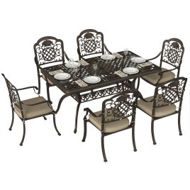 Ashena Khaki Aluminium Table and Chairs Set - 90cm