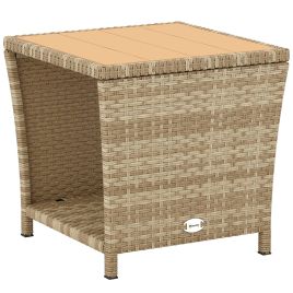 Glybury Natural Wood PE Rattan Garden Coffee Table - 45cm