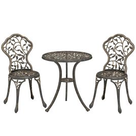 Luxdene Brown Aluminium Table and Chair Set - 60cm