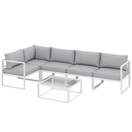 Glyhall Aluminium 5 Seater Corner Sofa Set - Grey