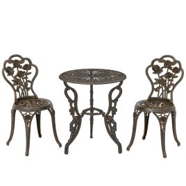 Ivehall Bronze Tone Aluminium Table and Chair Set - 40cm