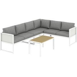 Harwick Metal 6 Seater Corner Sofa Set - White