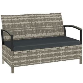 Camwood Dark Grey PE Rattan Bench Storage Box - 123cm