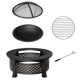 Aurion Bronze Tone Steel Fire Pit - 81cm