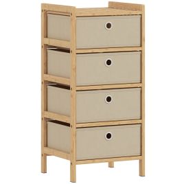 Elmmoor Cream White Fabric Chest of Drawers - Small-sized, 4 Drawers