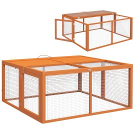 Dorton Orange Fir Wood Rabbit Hutch - 105cm
