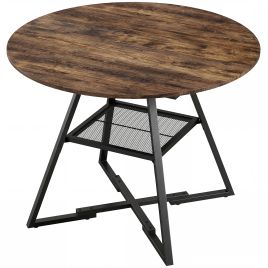 Foxix Rustic Brown Metal Dining Table - 100cm