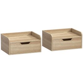 Yordene Natural Wood Bedside Table Set of 2 - 40cm