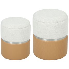 Ashwold Brown Multilayer Board Ottoman with Storage Set of 2 - 36cm